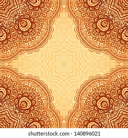 Ornate ethnic henna colors vector background in indian style