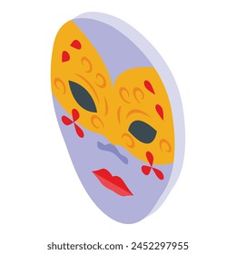 Ornate face mask icon isometric vector. Festive fashion. Face color party