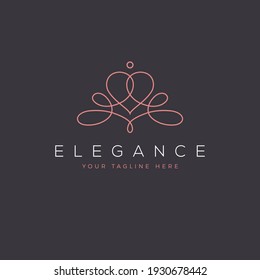 Ornate feminine elegant abstract logo with a heart shape in a modern mono line style. Beauty salon, spa, boutique, wedding agency, jewelry or perfumery shop  vector symbol.