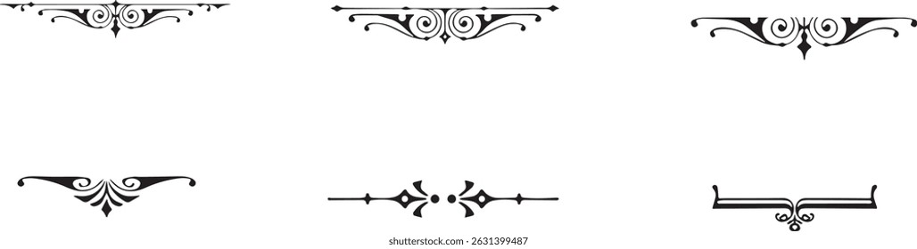 Ornate filigree patterns, symmetrical designs, blue ink on white background, Victorian-style decorative elements, elegant swirls and curves, intricate border motifs,	