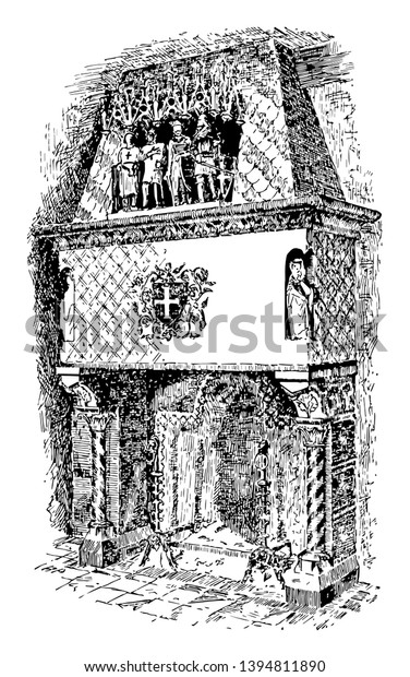 Ornate Fireplace Mantel Large Fireplace Mantel Stock Vector