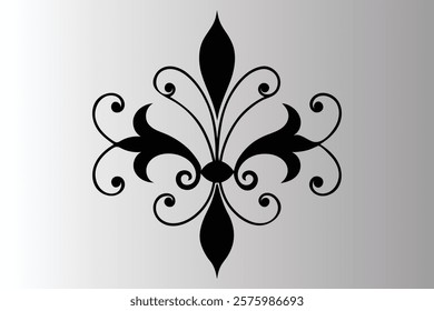 ornate fleur-de-lis design, black elegant flourish, symmetrical pattern.