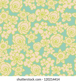 Ornate floral blue  endless pattern. Seamless pattern can be used for wallpaper, pattern fills, web page background, surface textures.