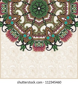 ornate floral card with ornamental circle template