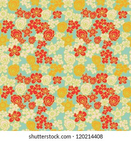 Ornate floral color endless pattern. Seamless pattern can be used for wallpaper, pattern fills, web page background, surface textures.