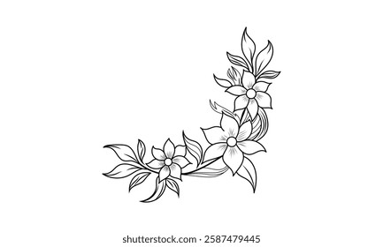 Ornate Floral Corner Decor in Monochrome