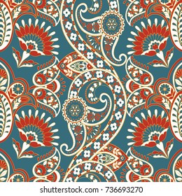 Ornate floral damask background. Vector vintage pattern