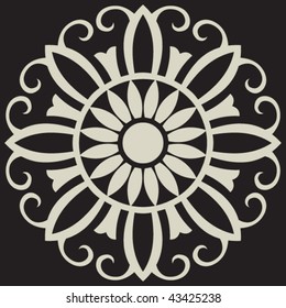 ornate floral design element, vector image