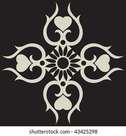 elemento de diseño floral ornamental, imagen vectorial