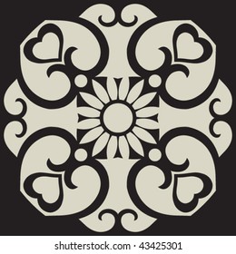 ornate floral design element, vector image