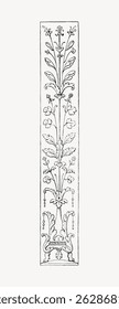 Ornate floral design with intricate floral patterns. Vertical floral motif with detailed floral elements. Decorative with elegant symmetry. Decorative ornament vector.