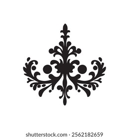 Ornate Floral Design A Symmetrical Black and White Motif