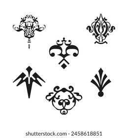 Ornate floral emblem. Gothic fleur de lis symbol. Abstract tribal Vector tattoo. Classic decorative motif.