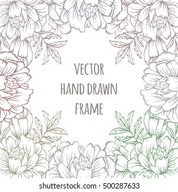 Ornate floral flyer with flowers. Doodle sharpie background. template for card, poster, leaflet. Hand drawn wedding invitation