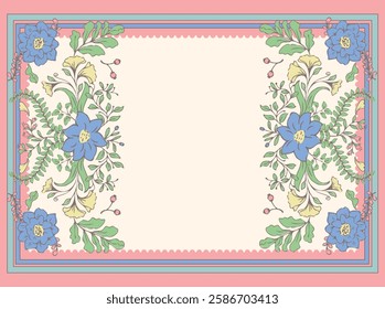 Ornate Floral Frame Illustration Timeless and Elegant. Hand-Drawn Vintage Floral Borders. Perfect for invitations, stationery, certificates, wedding invitations, greeting cards, and branding.