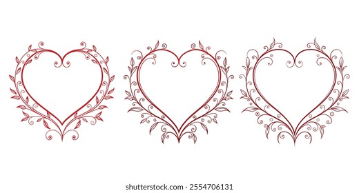 ornate floral heart frame on white background