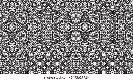 Patrón blanco y negro floral adornado del mandala | Arte vectorial Libre de regalías