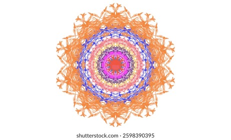 An ornate floral mandala with vibrant colours, symbolizing spirituality and harmony. Perfect for meditation, artistic inspiration, or as a tattoo design with deep ethnic roots.