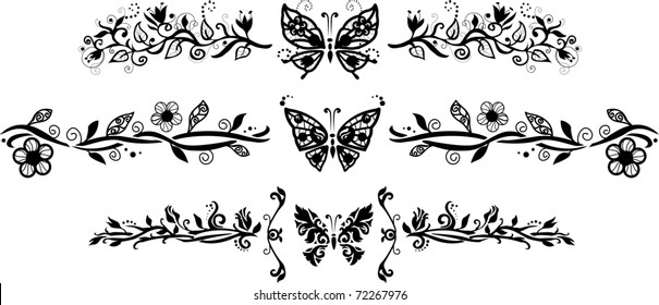 Ornate floral pattern with butterflies