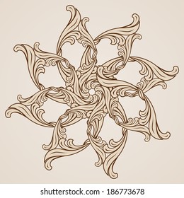 Ornate floral pattern in light and dark brown colors