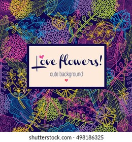 Ornate floral postcard. Vector.