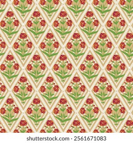 Ornate Floral Print Pattern on Beige Background