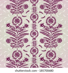 Ornate floral seamless border. Vector pattern in ethnic style. Ornamental backdrop. Contrast lace background. Ornate floral decor for wallpaper. Endless texture.