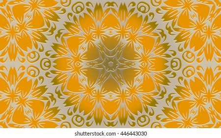 ornate floral seamless embossed pattern on a yellow background for design