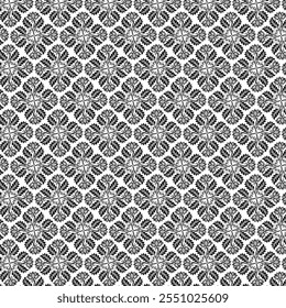Design de padrão sem emenda floral ornamentado em preto e branco, 