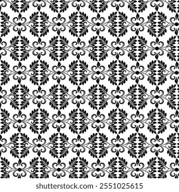 Diseño floral adornado del patrón inconsútil en blanco y negro, 
