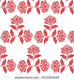 Ornate Floral Seamless Pattern Design in Black and White, 