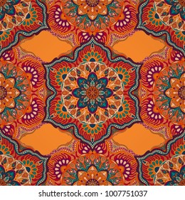 Ornate floral seamless texture, endless pattern with vintage mandala elements. Can be used for wallpaper, pattern fills, web page background, surface textures.Islam, Arabic, Indian, ottoman motifs.