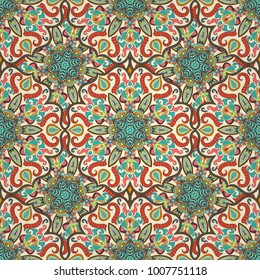Ornate floral seamless texture, endless pattern with vintage mandala elements. Can be used for wallpaper, pattern fills, web page background, surface textures.Islam, Arabic, Indian, ottoman motifs.