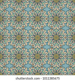 Ornate floral seamless texture, endless pattern with vintage mandala elements. Can be used for wallpaper, pattern fills, web page background, surface textures.Islam, Arabic, Indian, ottoman motifs.
