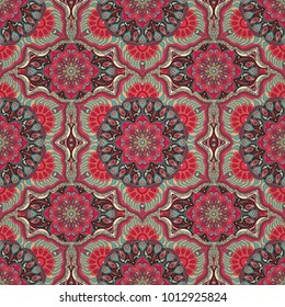 Ornate floral seamless texture, endless pattern with vintage mandala elements. Can be used for wallpaper, pattern fills, web page background, surface textures.Islam, Arabic, Indian, ottoman motifs.