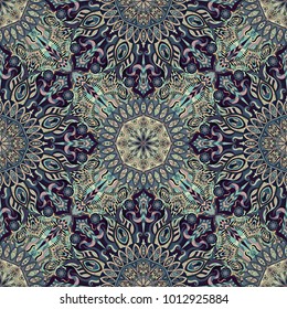 Ornate floral seamless texture, endless pattern with vintage mandala elements. Can be used for wallpaper, pattern fills, web page background, surface textures.Islam, Arabic, Indian, ottoman motifs.