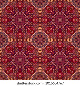 Ornate floral seamless texture, endless pattern with vintage mandala elements. Can be used for wallpaper, pattern fills, web page background, surface textures.Islam, Arabic, Indian, ottoman motifs.