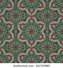 Ornate floral seamless texture, endless pattern with vintage mandala elements. Can be used for wallpaper, pattern fills, web page background, surface textures.Islam, Arabic, Indian, ottoman motifs.