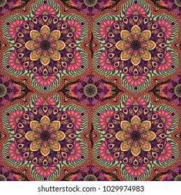 Ornate floral seamless texture, endless pattern with vintage mandala elements. Can be used for wallpaper, pattern fills, web page background, surface textures.Islam, Arabic, Indian, ottoman motifs.