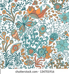 Ornate floral seamless texture, endless pattern with flowers. Seamless pattern can be used for wallpaper, pattern fills, web page background, surface textures. Gorgeous seamless floral background