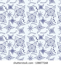Ornate floral seamless texture, endless pattern with flowers.