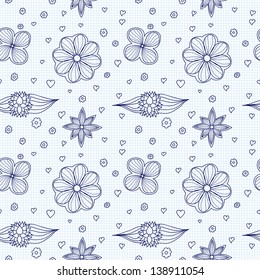 Ornate floral seamless texture, endless pattern with flowers.