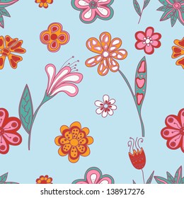 Ornate floral seamless texture, endless pattern with flowers.