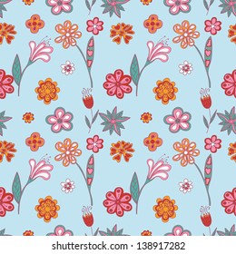 Ornate floral seamless texture, endless pattern with flowers.