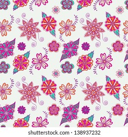 Ornate floral seamless texture, endless pattern with flowers.