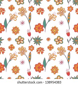 Ornate floral seamless texture, endless pattern with flowers.