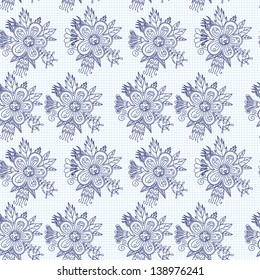 Ornate floral seamless texture, endless pattern with flowers.
