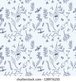 Ornate floral seamless texture, endless pattern with flowers.