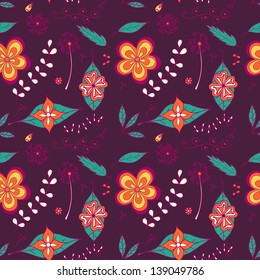 Ornate floral seamless texture, endless pattern with flowers.