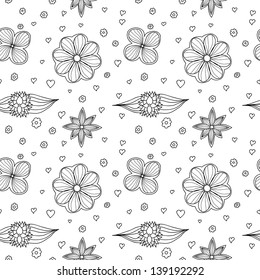 Ornate floral seamless texture, endless pattern with flowers.
